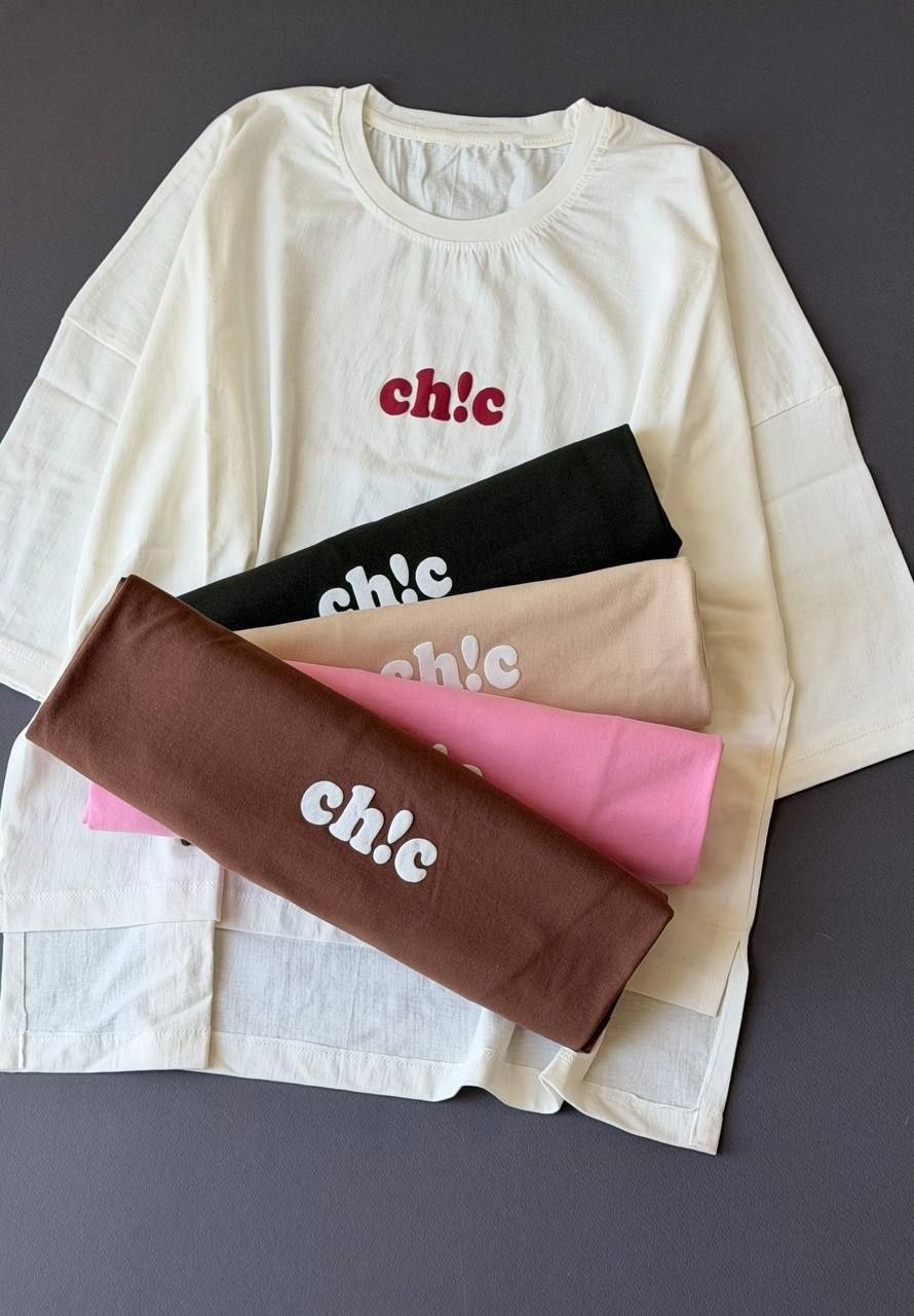 تیشرت باکسی بغل چاک نخ پنبه مدل chic