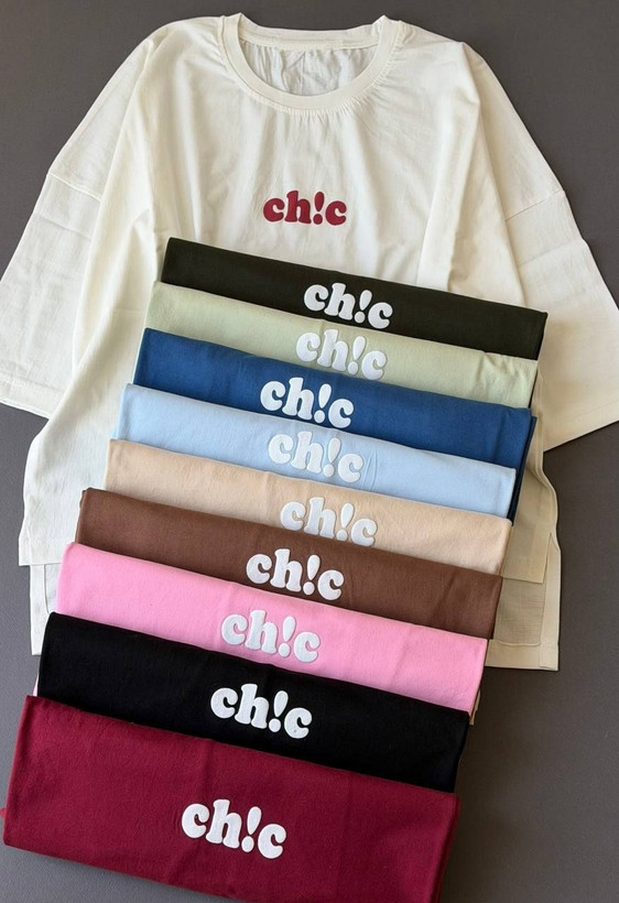 تیشرت باکسی بغل چاک نخ پنبه مدل chic