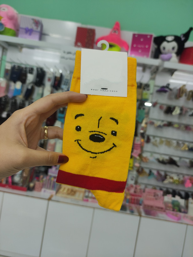 جوراب فانتزی ساقدار نخ پنبه کاپلی پو و پیگلت
