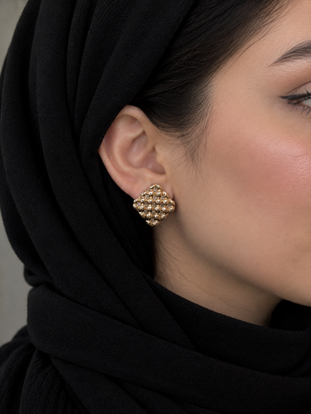 گوشواره نگین دار لوزی رنگ ثابت ضد حساسیت ابکاری نقره